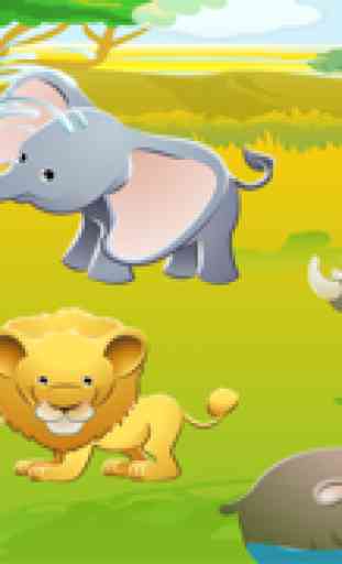 Juego educativo para niños de edad 2-5 sobre los animales del safari: juegos para jardín de infantes, escuela preescolar o guardería a aprender ingles con leones, elefantes, hipopotamos, monos, tigres y cangrejos! 1