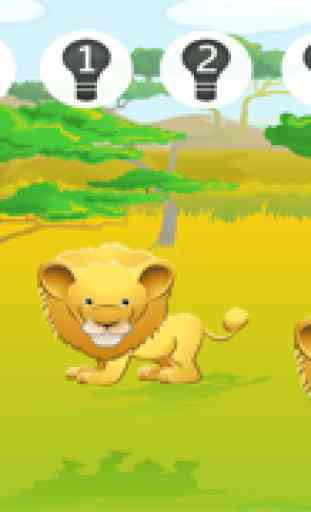 Juego educativo para niños de edad 2-5 sobre los animales del safari: juegos para jardín de infantes, escuela preescolar o guardería a aprender ingles con leones, elefantes, hipopotamos, monos, tigres y cangrejos! 2