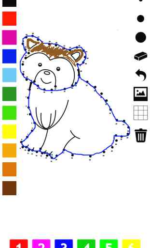 Pintar por números para los niños: Libro para colorear, conectar los puntos, juegos y ejercicios con los animales, oso, perro, caballo, cerdo, conejo y rata. Juego y rompecabezas para aprender, pintura y contar 1
