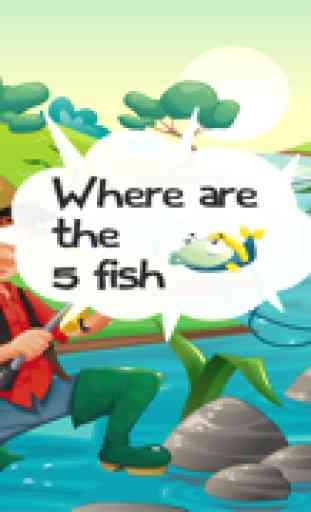 Juego para los niños de 2-5 años sobre pesca: Juegos, rompecabezas y acertijos para guardería, preescolar o jardín de infantes. Aprender con el mar, el agua, los peces, caña de pescar y los pescadores 3