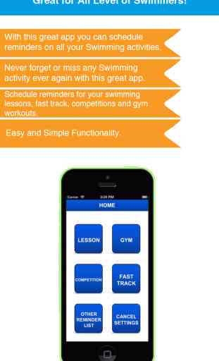Natación Reminder App - Horario Actividad Calendario Recordatorios-Sport 2