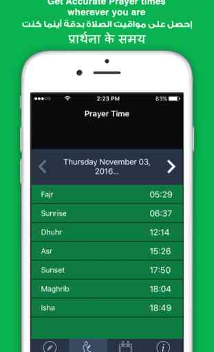 Qibla-Prayer times:Qibla compass-tiempos oración 2