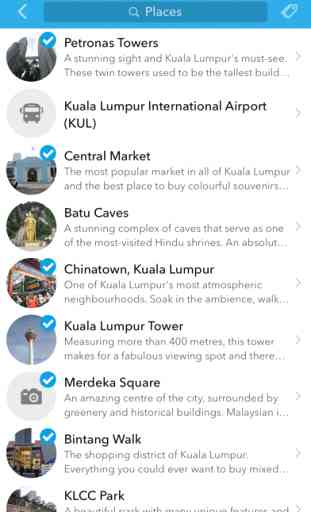Kuala Lumpur - mapa sin conexión con guías de ciudades de Tripomatic 3