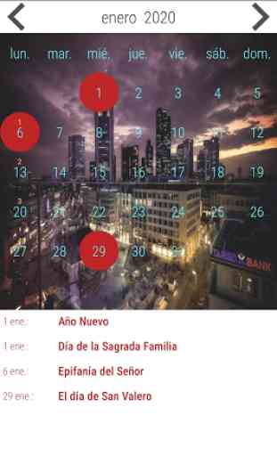 Calendario 2020 Español 2