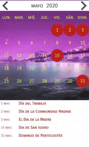 Calendario 2020 Español 4