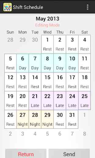 Shift Calendar (since 2013) 2