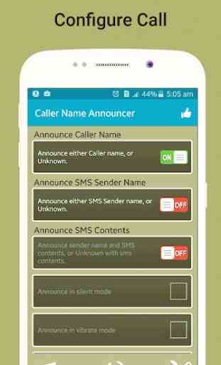 Locutor de nombre de llamada, Flash on call y SMS 2