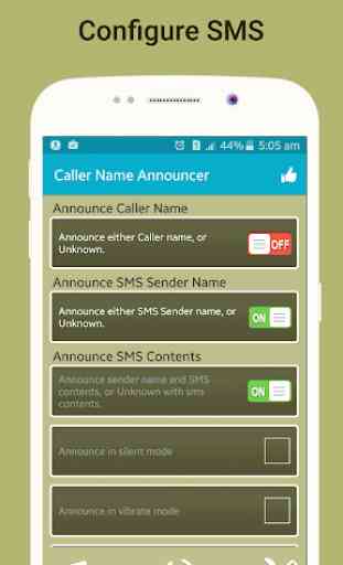 Locutor de nombre de llamada, Flash on call y SMS 3