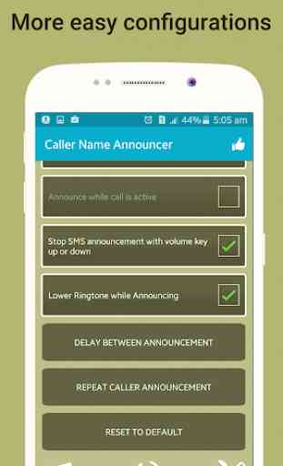 Locutor de nombre de llamada, Flash on call y SMS 4