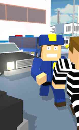 Cop Blocky Ladrón Running 3
