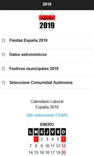 Calendario  2019 España Agenda de Trabajo 2