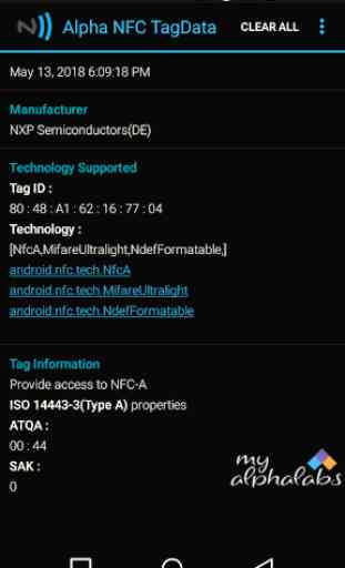 Alpha NFC TagData 3
