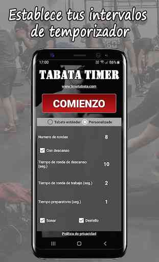 Tabata Timer L con música 2