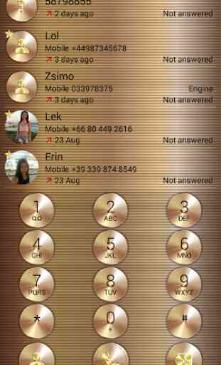 Dialer Gold Copper Theme for Drupe and ExDialer 1