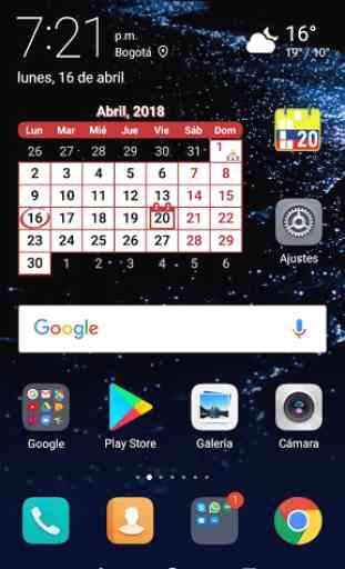 Calendario Festivos Colombia 2020 2021 con Widget 2