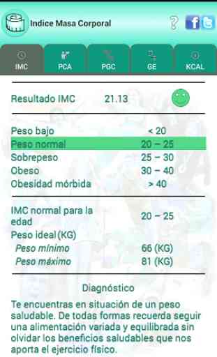 IMC Calc Peso ideal y calorías 2