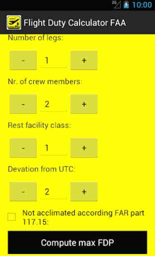 Flight Duty Calculator (FAA) 2