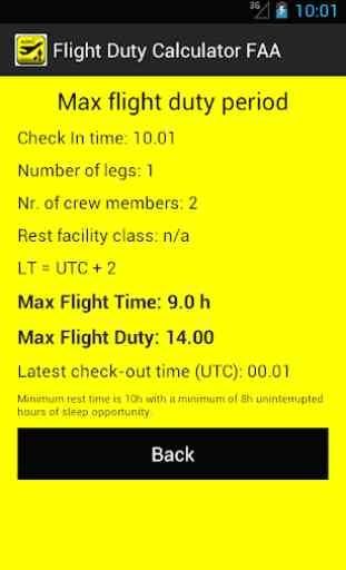 Flight Duty Calculator (FAA) 3