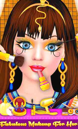muñeca egipto - vestido y maquillaje de salón 3