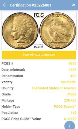PCGS Coin Cert Verification 1
