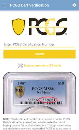 PCGS Coin Cert Verification 2