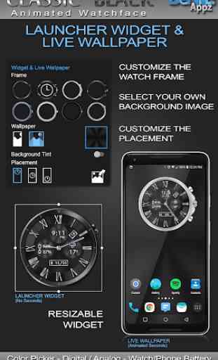 Classic Black HD WatchFace Widget & Live Wallpaper 2