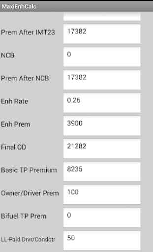 NIA Motor Premium Calculator 2