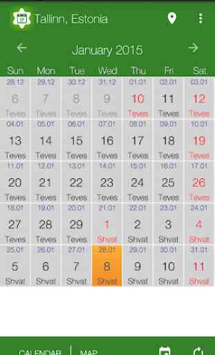 Simple Luach (Jewish calendar) 1