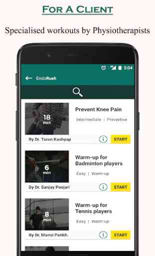 EndoRush - Exercise App for Physios and clients 1