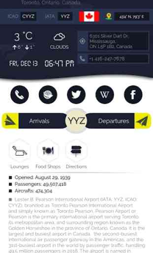Toronto Pearson Airport (YYZ) Info+ Flight Tracker 1