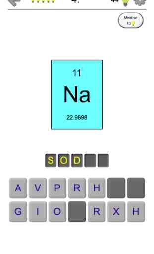 Los elementos químicos de la tabla periódica: Quiz 1