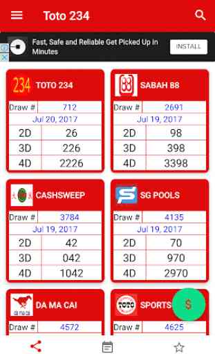 TOTO 234 - 2D, 3D, and 4D game result 2