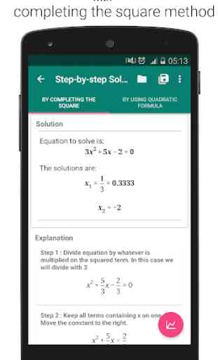 Solver de ecuación cuadrática con pasos y gráficos 2