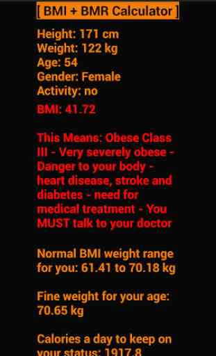 BMI BMR + dieta calculadora 4