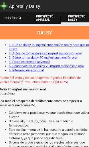 Dosis de Apiretal y Dalsy 3