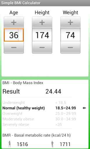 Fácil calculadora BMI 1