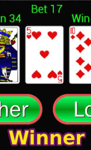 Higher or Lower card game 2
