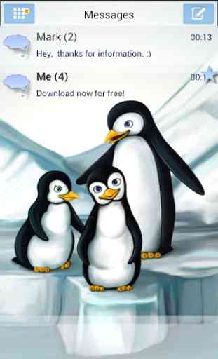 Pingüinos Tema GO SMS Pro 1
