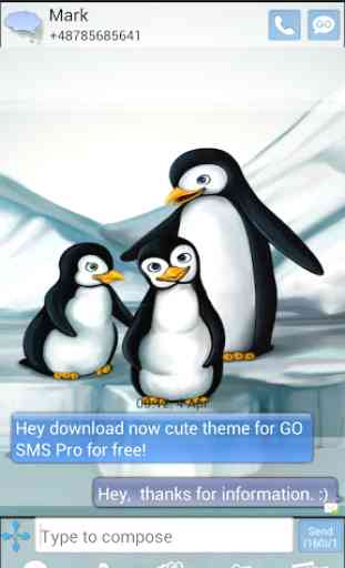 Pingüinos Tema GO SMS Pro 2