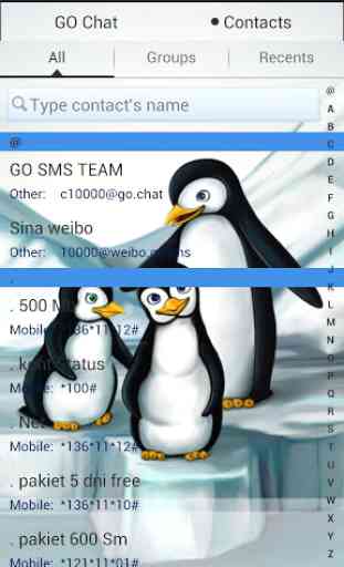 Pingüinos Tema GO SMS Pro 3