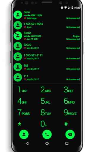 Theme for Drupe and RocketDial and ExDialer BGreen 1