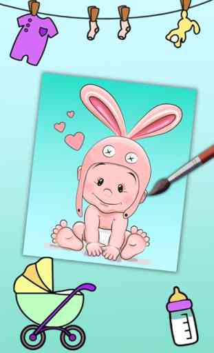 Libro para colorear bebés adorables - juegos de mamás y niñas para pintar 4