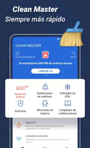 Clean Master-Liberar Ram,Limpiar Espacio&Antivirus 1