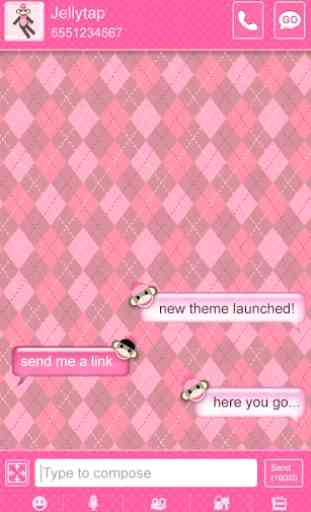 Sock Monkey Pink Go SMS Theme 3
