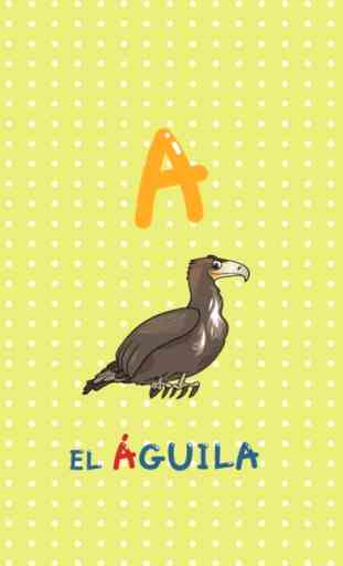 ABC Animales Españoles Flash Cards Alfabeto: Vocabulario De Aprender a Los Niños! 2