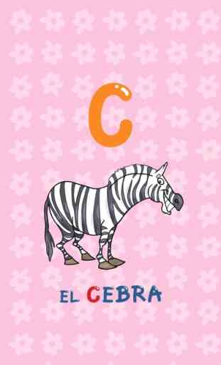 ABC Animales Españoles Flash Cards Alfabeto: Vocabulario De Aprender a Los Niños! 4