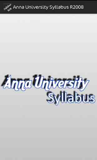 Syllabus for Anna University Regulation 2008 1
