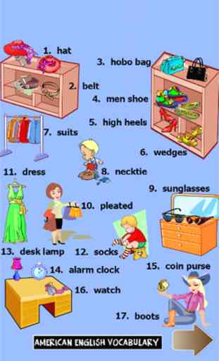 Aprendizaje para la Educación Inglés palabra del vocabulario en la tienda 1