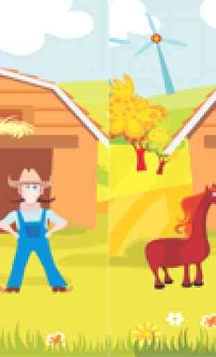 Juego de la granja para los niños de 2-5 años: app divertida sobre los animales. Jugar con el granjero, vaca, cerdo, caballo, oveja, ganso, pato, mariposa, abeja, árbol, naturaleza. Con puzzles y juegos! 4