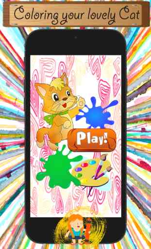 Gato de dibujos animados y de pintura para colorear libro de aprendizaje de habilidades - Diversión Juegos gratis para los niños 1